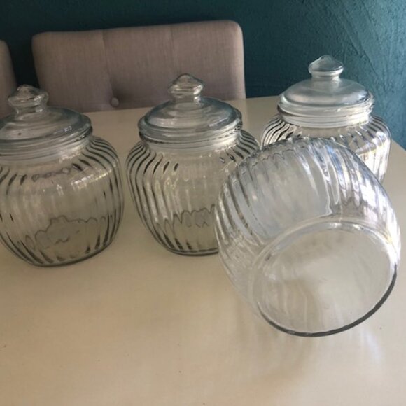 SET OF 4 / WIDE MOUTH GLASS STORAGE JARS WITH AIRTIGHT GLASS LID - Picture 4 of 7